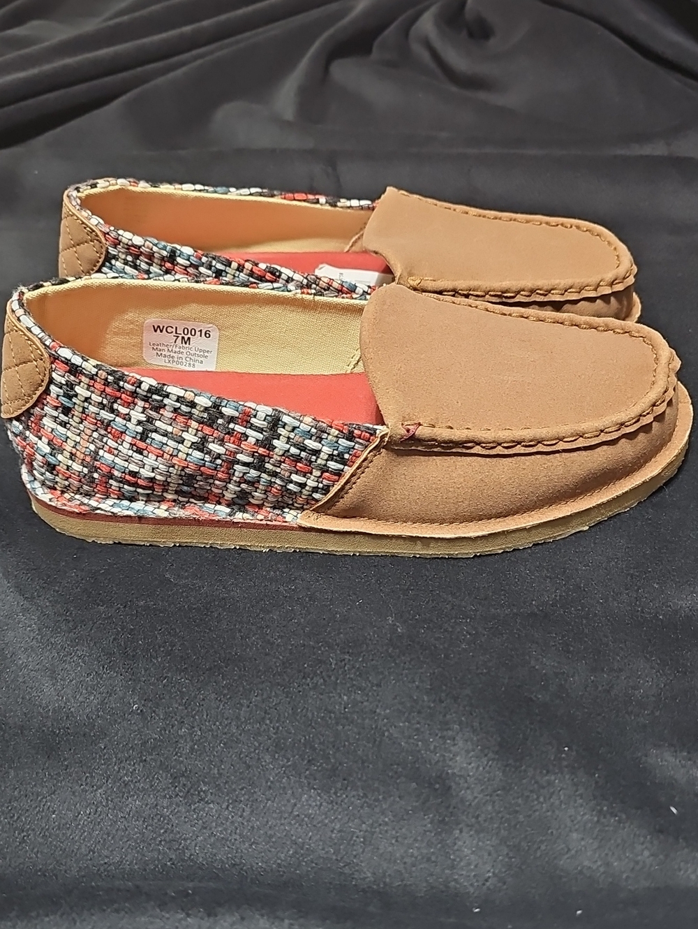 Twisted X Women's Tan Slip-On Loafers with Multicolor Woven Panels